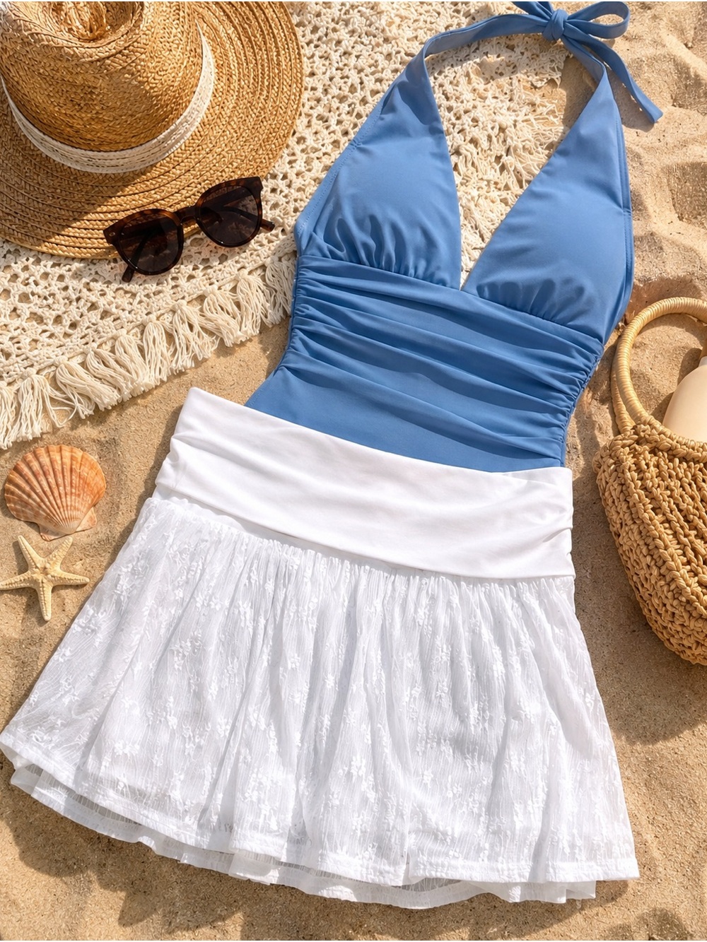 NWT No Boundaries White Lace Flare Skort Swim Coverup – Size Large (12-14)